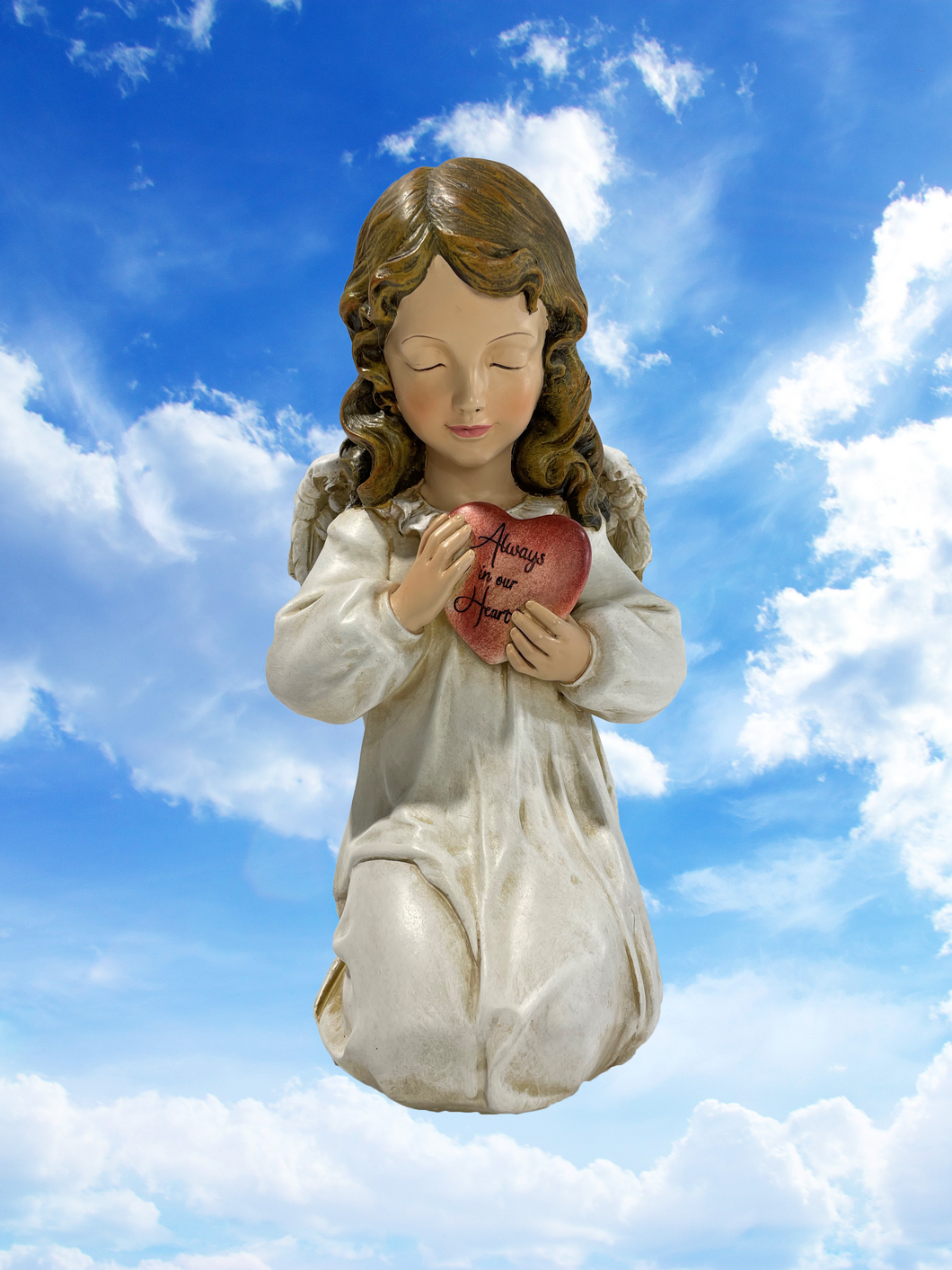 Angel Holding Heart Memorial